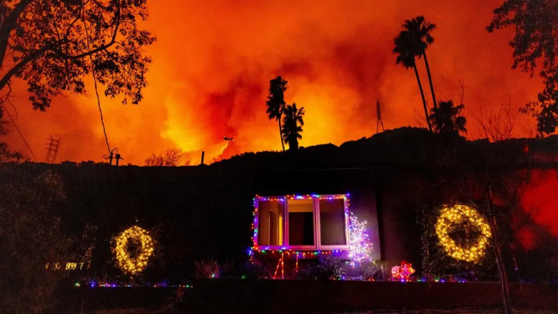 Some homeowners were defying evacuation orders in Mandeville Canyon.