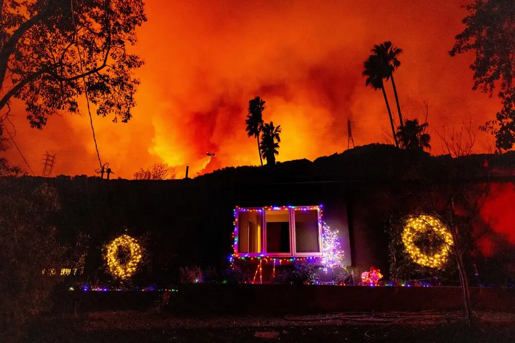 Some homeowners were defying evacuation orders in Mandeville Canyon.