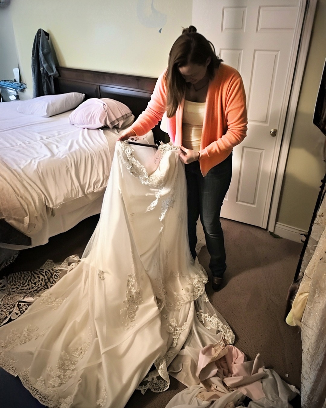 I Found My Daughter’s Wedding Dress Cut to Pieces with My Stepdaughter Standing over It – I Thought She Did It, but I Was Wrong